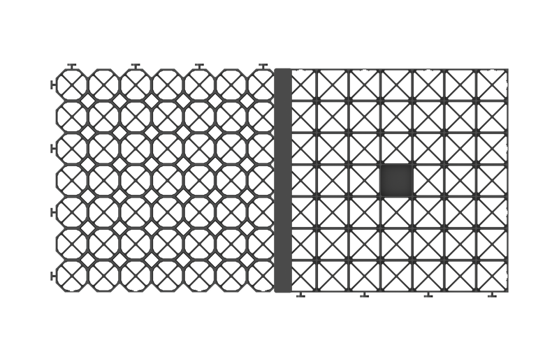 Cargue la imagen en el visor de la galería, Aerial view of IBRAN-J joint edging used between two gravel grid designs
